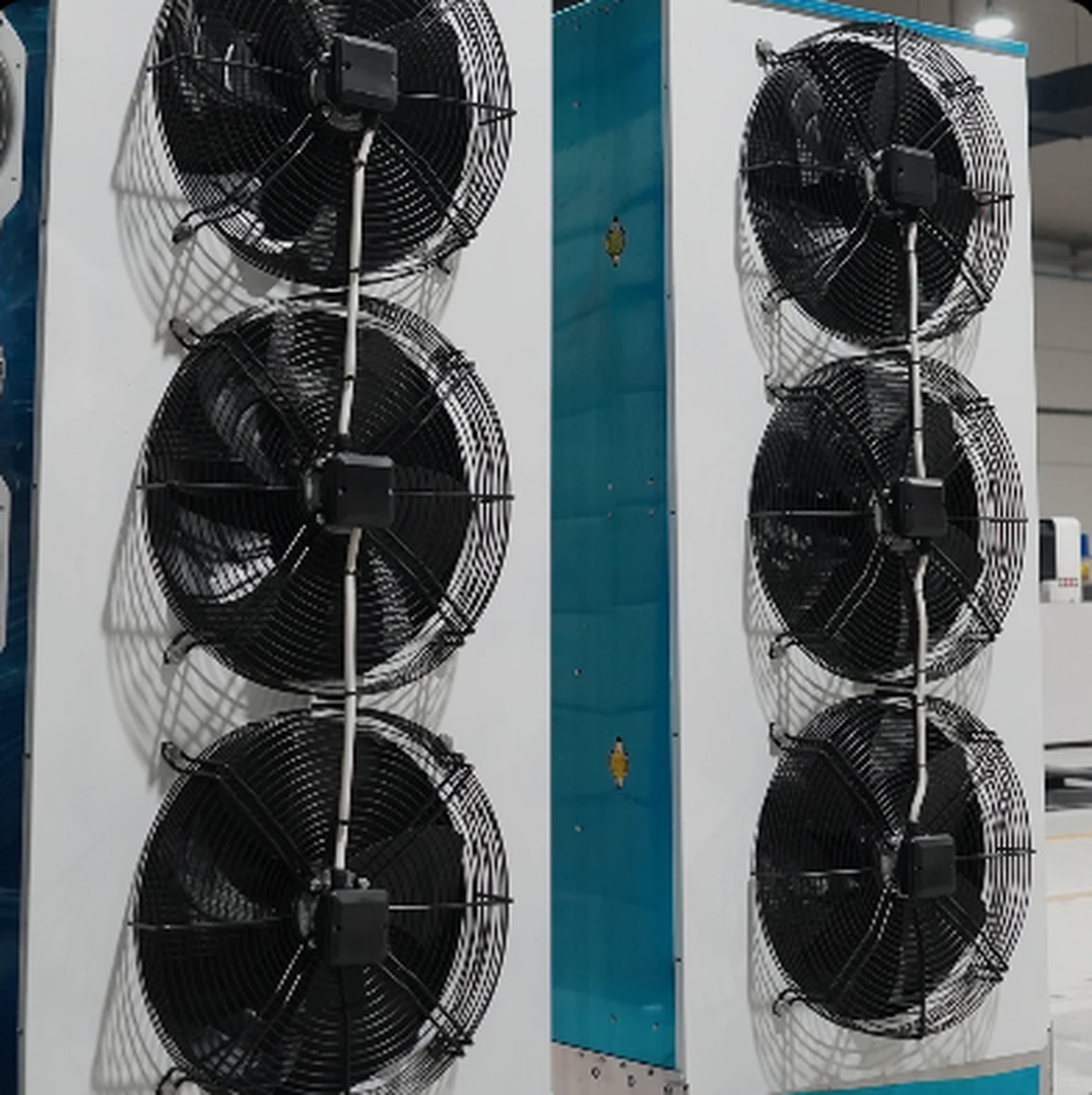 Industrial cooling fans on the mining hall